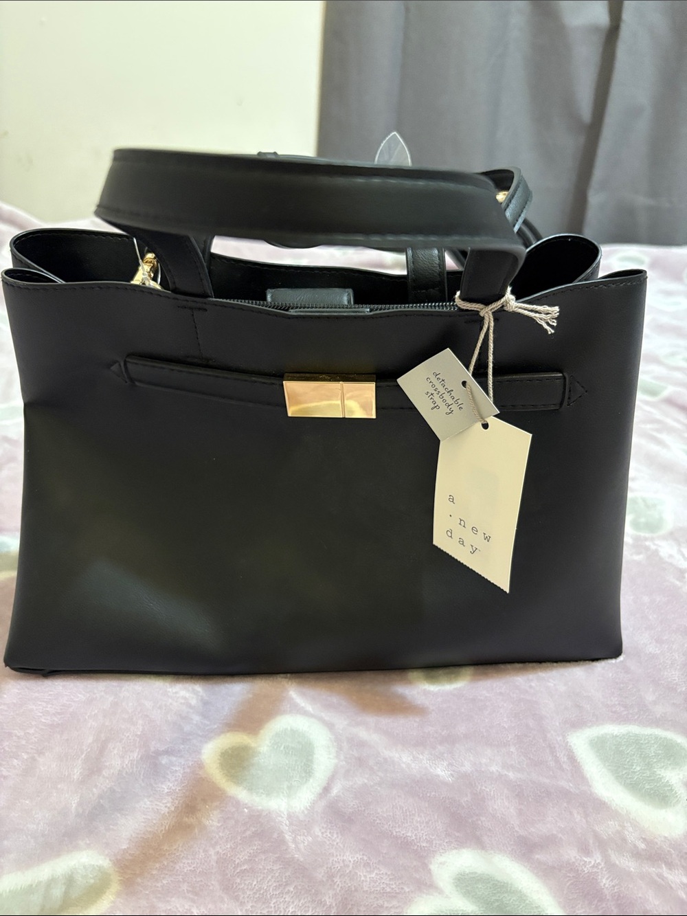 a new day Black Satchel with Gold-Tone Accent